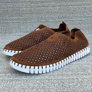 ILSE JACOBSEN Tulip 139 Perforated Slip-On Brown Sneaker Women's Size 13 US
